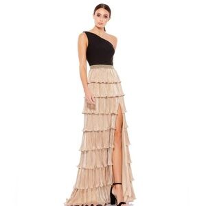 Mac Duggal Black and Gold Layered Maxi Skirt